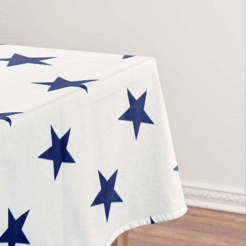 Patriotic navy blue white stars modern holiday tablecloth