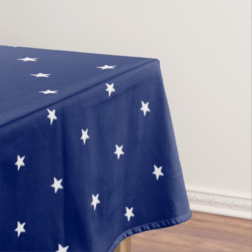 Patriotic Navy blue white stars pattern holiday Tablecloth