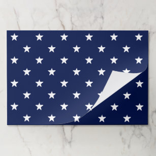 Patriotic navy blue white stars pattern placemats