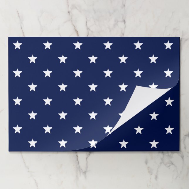 Patriotic navy blue white stars pattern placemats (Folded)
