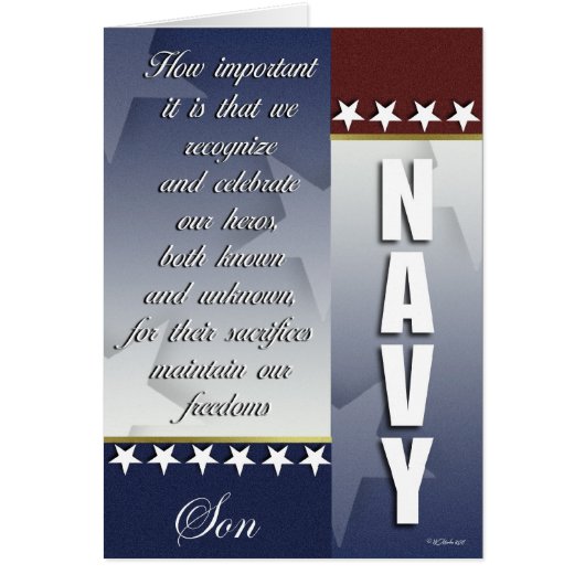 Patriotic Navy Troop Support Card - Son (Front)