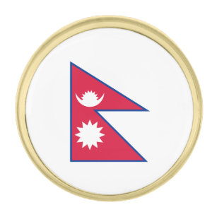 Patriotic Nepal Flag Gold Finish Lapel Pin