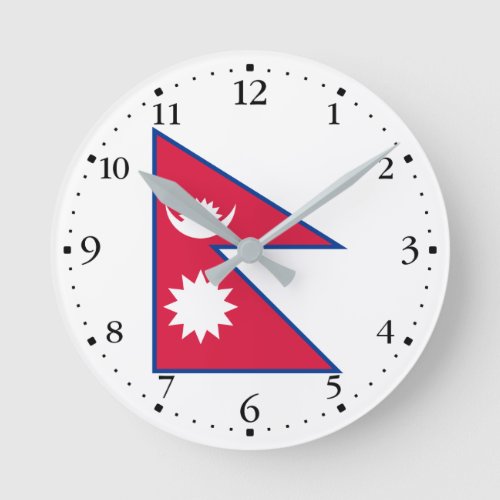 Patriotic Nepal Flag Round Clock