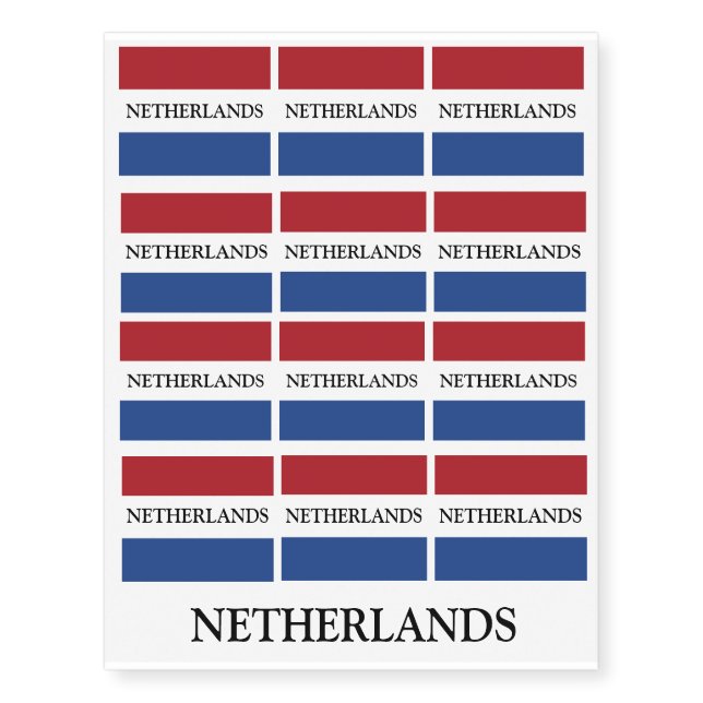 Patriotic Netherlands flag Temporary Tattoos (Front)