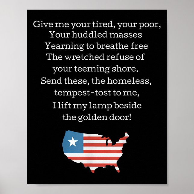 Patriotic New Colossus Emma Lazarus Quote Usa Gift Poster (Front)