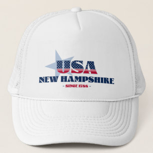 Patriotic New Hampshire Typography Trucker Hat