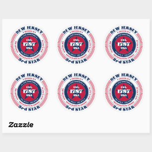 Patriotic New Jersey Circle Design Sticker