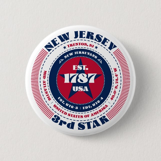 Patriotic New Jersey Circle with State Details Button (Front)