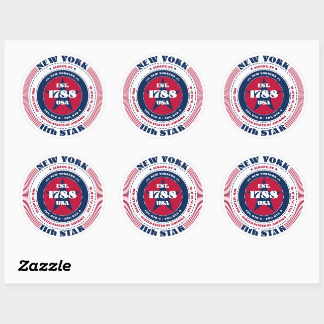 Patriotic New York Circle Design Sticker (Sheet)