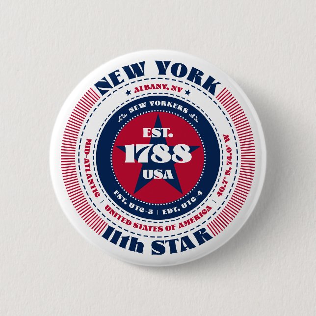 Patriotic New York Circle with State Details Button (Front)
