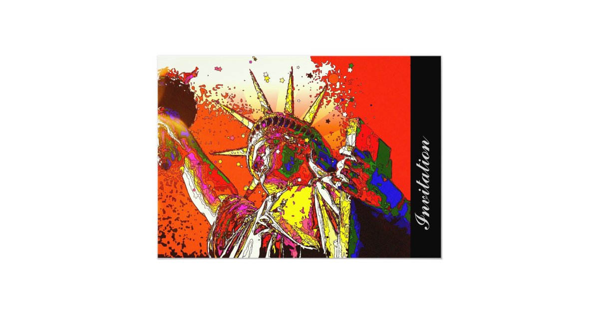 Patriotic New York City Abstract Statue Of Liberty Invitation