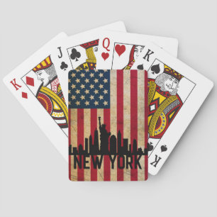 Patriotic New York Skyline American Flag Poker Cards