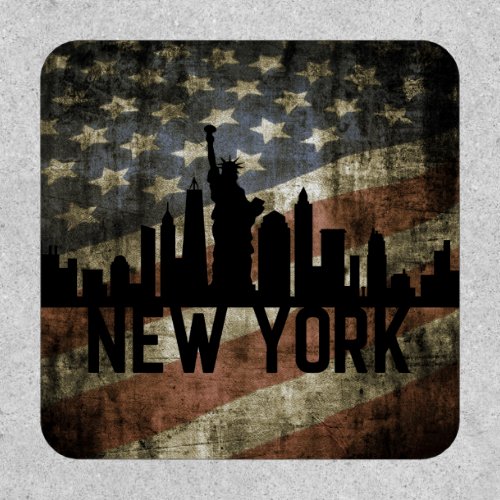 Patriotic New York Skyline Vintage American Flag Patch