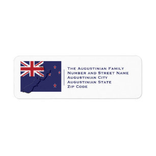 Patriotic NEW ZEALAND FLAG Map Return Label