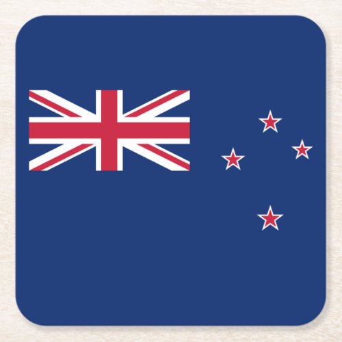 Patriotic New Zealand Flag Square Paper Coaster