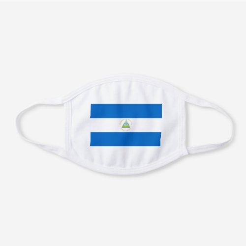 Patriotic Nicaragua Flag White Cotton Face Mask