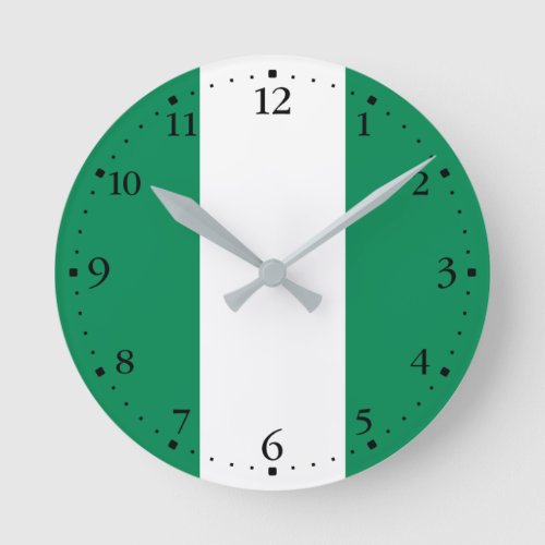 Patriotic Nigeria Flag Round Clock
