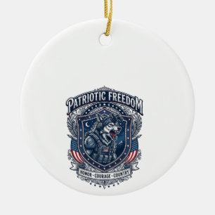 Patriotic Night Mission Patriot Wolf Military Insp Ceramic Ornament