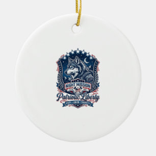 Patriotic Night Mission Patriot Wolf Military Insp Ceramic Ornament