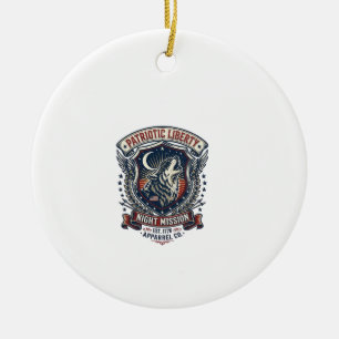 Patriotic Night Mission Patriot Wolf Military Insp Ceramic Ornament