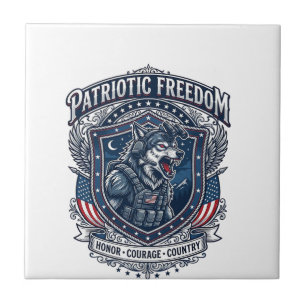 Patriotic Night Mission Patriot Wolf Military Insp Ceramic Tile