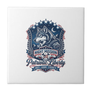 Patriotic Night Mission Patriot Wolf Military Insp Ceramic Tile