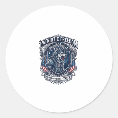Patriotic Night Mission Patriot Wolf Military Insp Classic Round Sticker