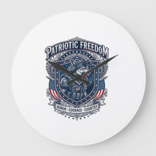 Patriotic Night Mission Patriot Wolf Military Insp Large Clock