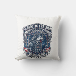 Patriotic Night Mission Patriot Wolf Military Insp Throw Pillow