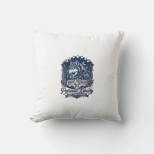 Patriotic Night Mission Patriot Wolf Military Insp Throw Pillow