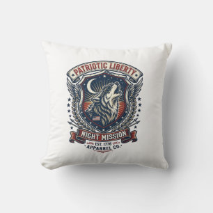 Patriotic Night Mission Patriot Wolf Military Insp Throw Pillow