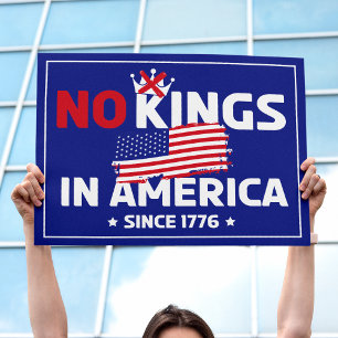 Patriotic No Kings in America Red White Blue Sign