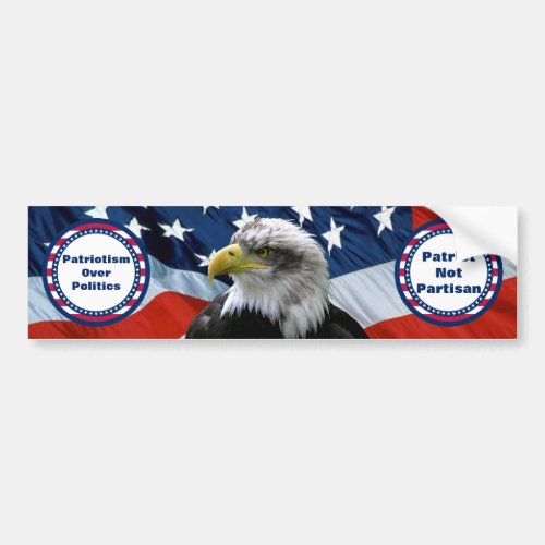 Patriotic Non Partisan Bald Eagle American Flag Bumper Sticker