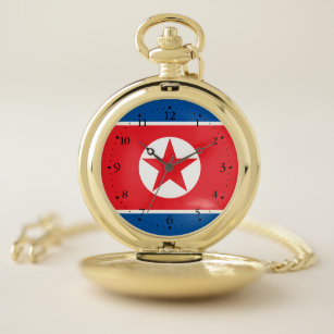 Patriotic North Korea Flag Pocket Watch
