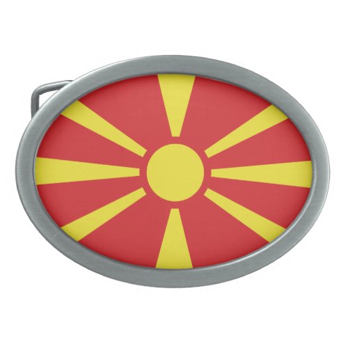 Patriotic North Macedonia Flag Belt Buckle