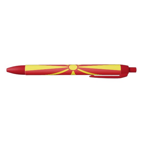 Patriotic North Macedonia Flag Black Ink Pen