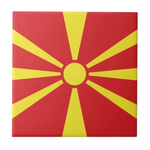Patriotic North Macedonia Flag Ceramic Tile