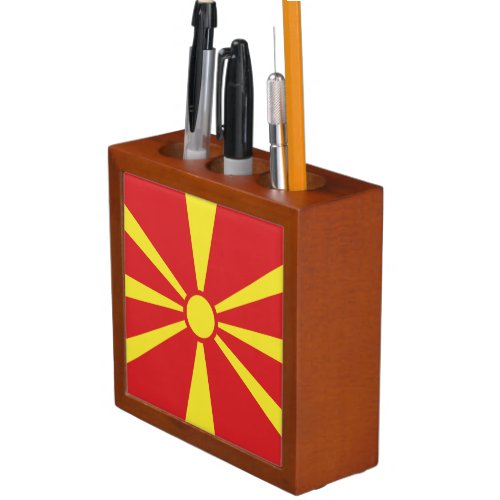 Patriotic North Macedonia Flag Desk Organizer