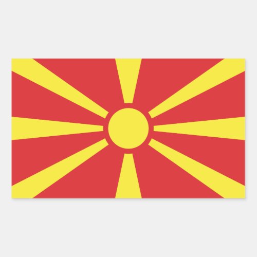 Patriotic North Macedonia Flag Rectangular Sticker