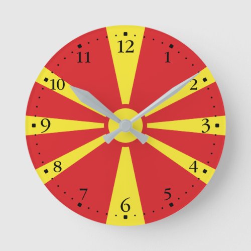 Patriotic North Macedonia Flag Round Clock