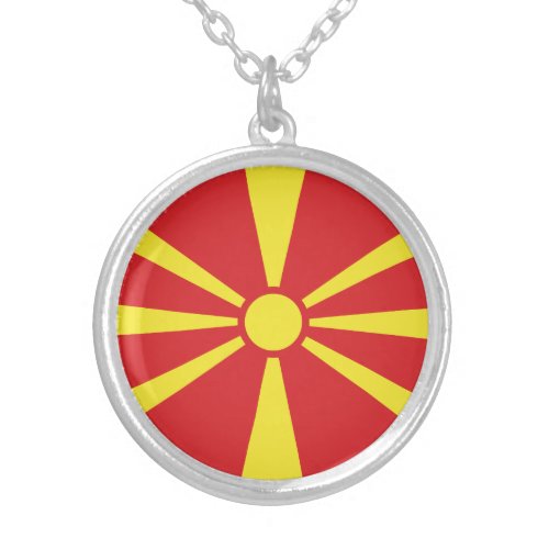 Patriotic North Macedonia Flag Silver Plated Necklace