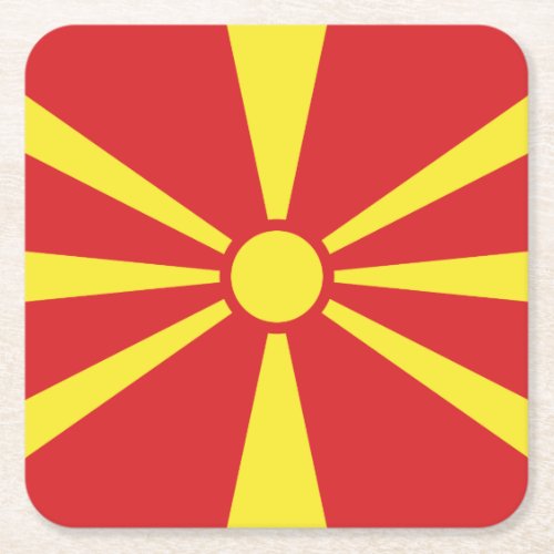 Patriotic North Macedonia Flag Square Paper Coaster