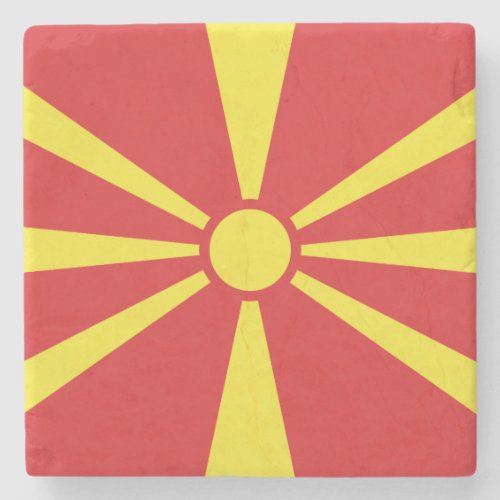 Patriotic North Macedonia Flag Stone Coaster