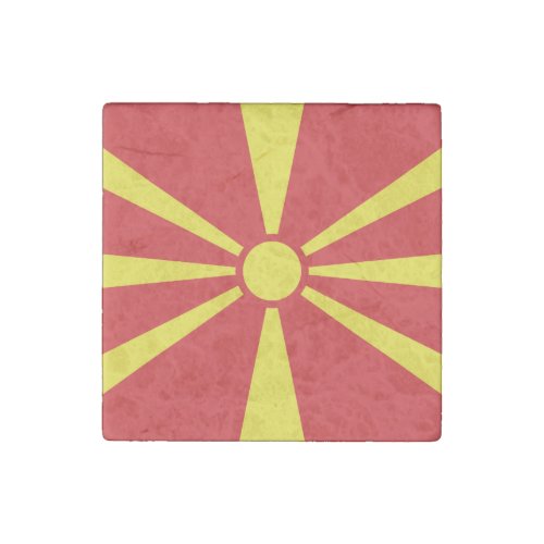 Patriotic North Macedonia Flag Stone Magnet
