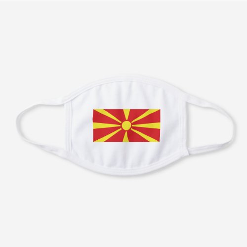 Patriotic North Macedonia Flag White Cotton Face Mask