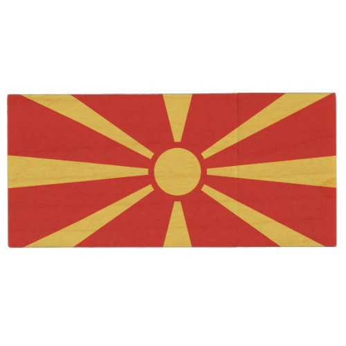 Patriotic North Macedonia Flag Wood Flash Drive