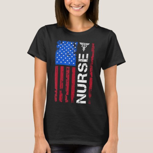 Patriotic Nurse 4Th Of July American Flag Independ T_Shirt