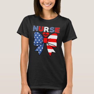 Patriotic Nurse 4th of July USA Red White Blue US T-Shirt