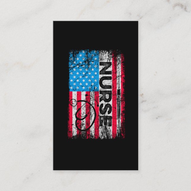 Patriotic Nurse American Flag Stethoscope Nursing Business Card (Front)