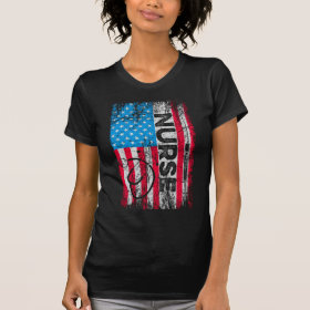 Patriotic Nurse American Flag Stethoscope Nursing T-Shirt